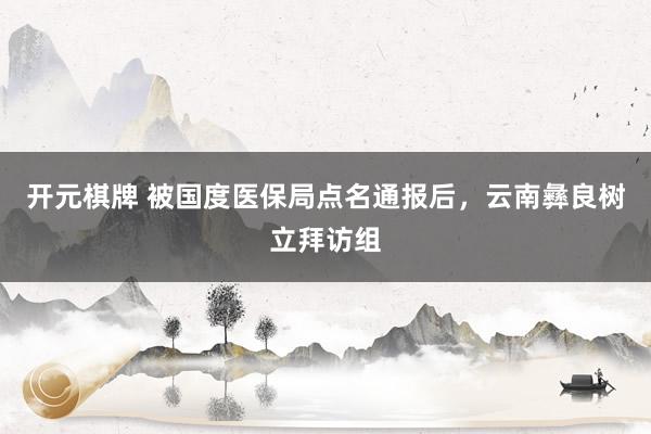 开元棋牌 被国度医保局点名通报后,云南彝良树立拜访组